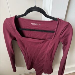 Abercrombie & Fitch Women's Maroon Long Sleeve Bodysuit